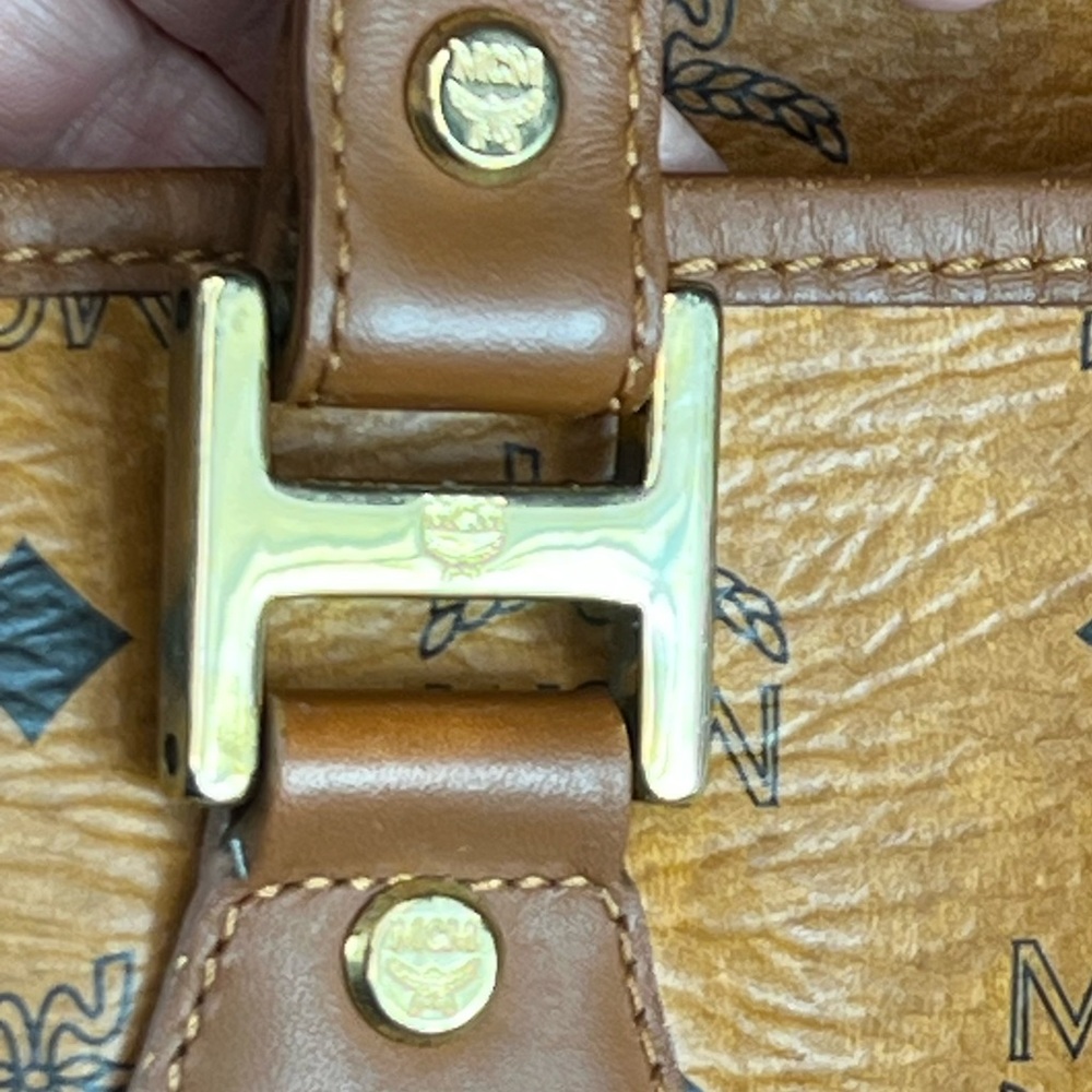 MCM Cognac Tan & Orange Visetos Leather Tote with Gold Hardware - Picture 6 of 14